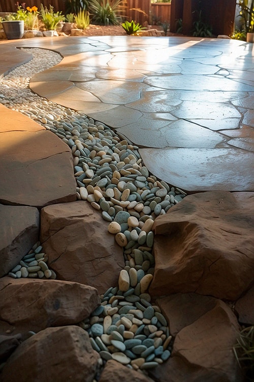 Picture perfect dry river bed landscaping