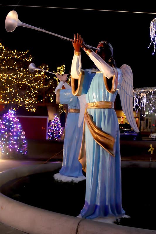 Outdoor place decorated with angels