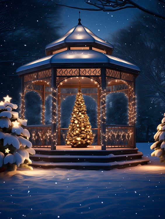 Simple gazebo decoration with lovely lights