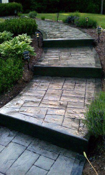 walkway with stairs made of concrete   #walkway #Hardscaping #backyardLandscaping #backyardLandscapingIdeas #landscaping #cheapLandscapingIdeas #backyard #landscaping #curbAppeal #stairs