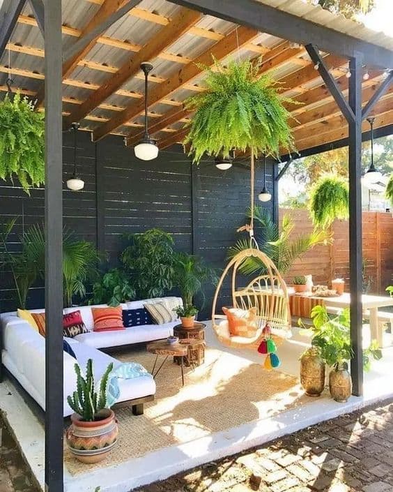ferns suspended close to the ceiling #fern #backyardGarden #garden #gardening #backyardLandscaping #backyardLandscapingIdeas #landscaping #cheapLandscapingIdeas #landscape #curbAppeal #outdoorliving