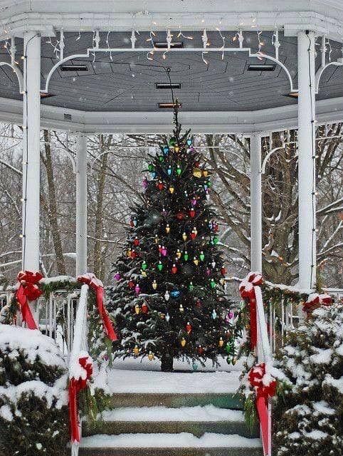 Christmas tree for a gazebo centerpiece #gazebo #christmas #gazeboideas #winter #garland #christmasTree 
