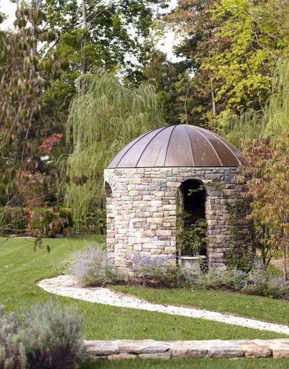 a stone gazebo #gazeboideas #gazebo #pavillion #pavilion #backyardGazebo 