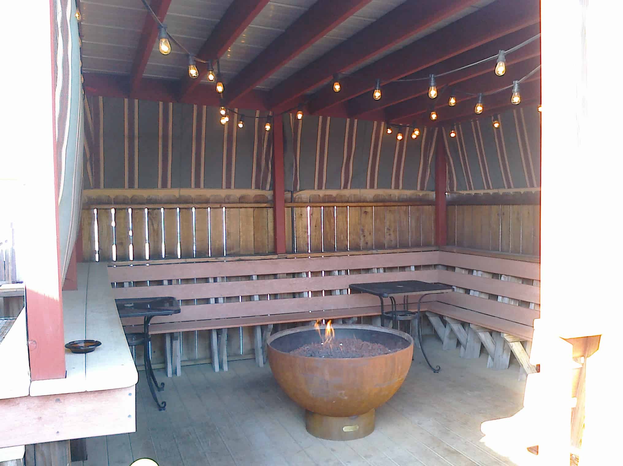 Covered Patio With A Fire Pit Things, Propane Fire Pit Under Covered Deck