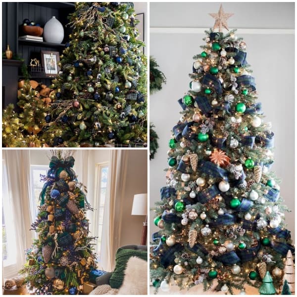 Blue and green Christmas tree decoration ideas
