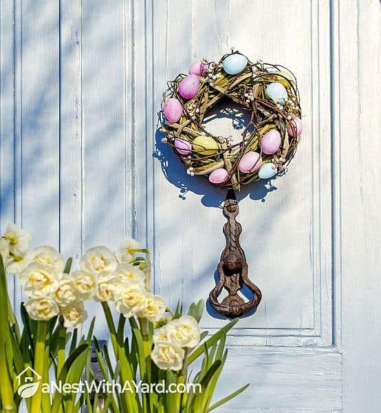 DIY Easter wreath made from dried twigs and branches
