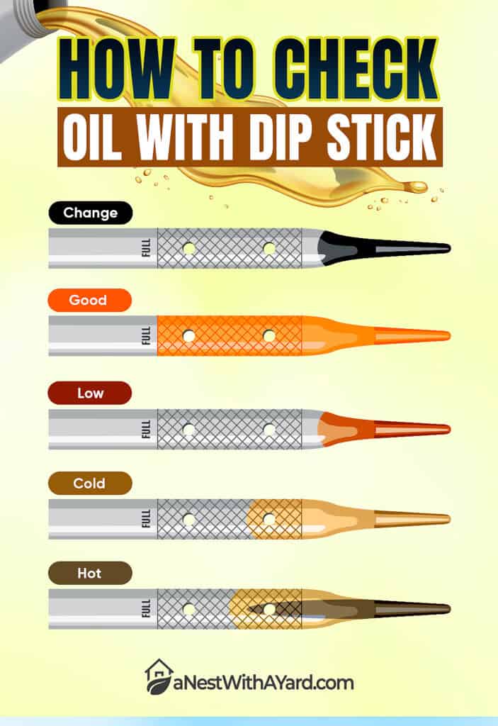 Infographics on how to check the oil with dip stick