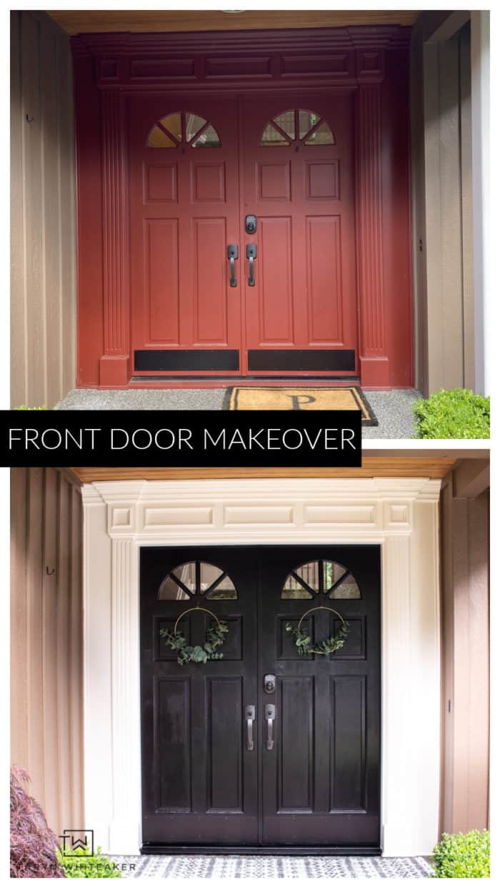 Front door before and after the makeover