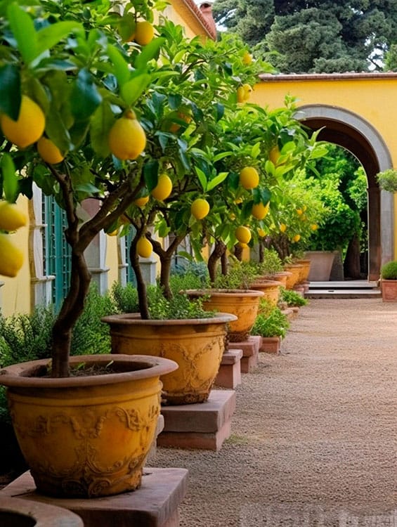 Lemon trees in bid pots