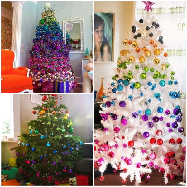 Rainbow Christmas tree decoration ideas