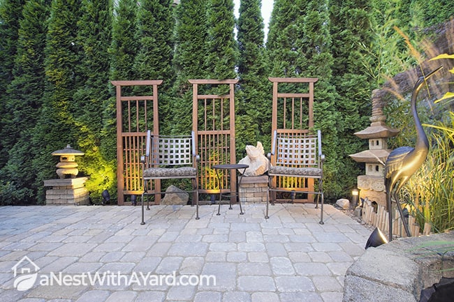Temple like backyard garden set-up