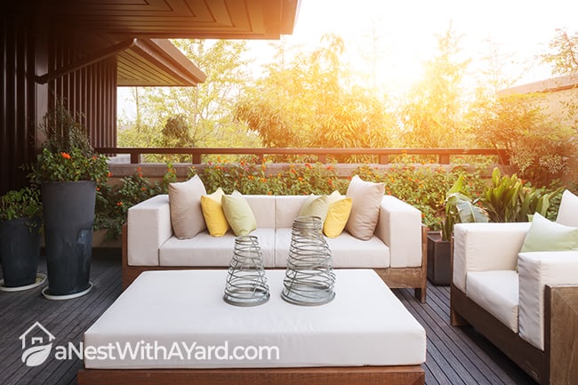 Modern patio designed for outdoor backyard garden