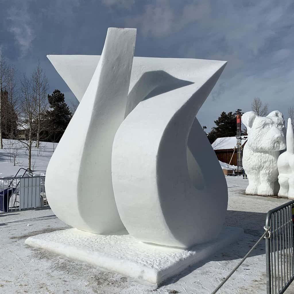 Geometrical shape snow sculpture