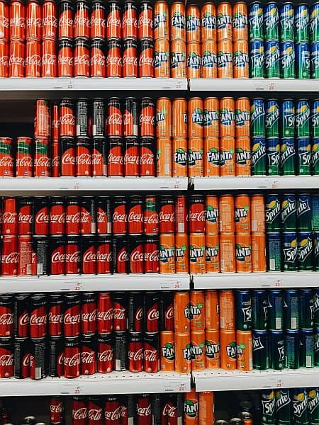 A shelf of soda