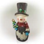 Alpine Corporation48 in. Tall Corporation Solar Snowman Statue with Color Changing LED Lights, Holiday Decor