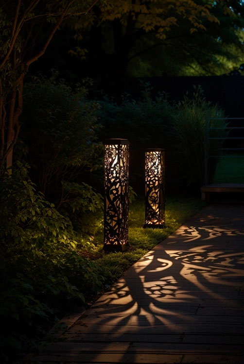 Backyard Illuminated with modern lights