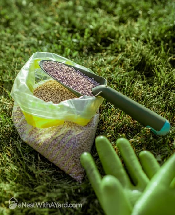 Garden fertilizer in a plastic bag
