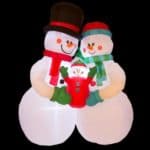 Glitzhome8 ft. H Lighted Inflatable Snowman Family Decor