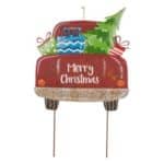 Glitzhome31.89 in. H Rusty Metal Christmas Truck Yard Stake or Standing Decor or Wall Decor