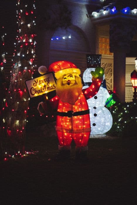 Santa Claus and a snow man inflatable decoration