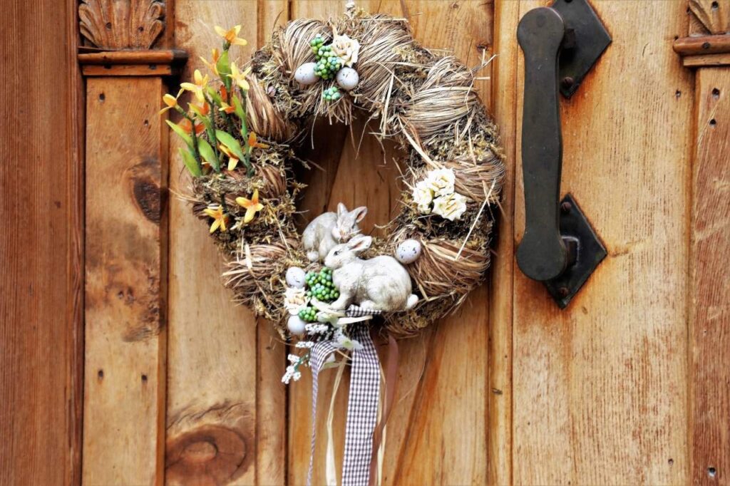 Easter wreath ideas #EasterBunny #easter #frontDoor #frontDoorDecor #frontDoorWreaths #frontDoorWreath #curbAppealProjects #curbAppeal